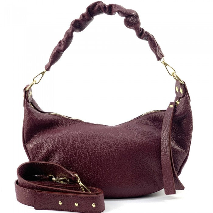 Italian Artisan Vanessa Small Hobo Leather Bag Made In Italy Bordeaux Oasisincentives.us