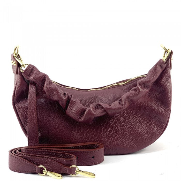 Italian Artisan Vanessa Small Hobo Leather Bag Made In Italy Bordeaux Oasisincentives.us