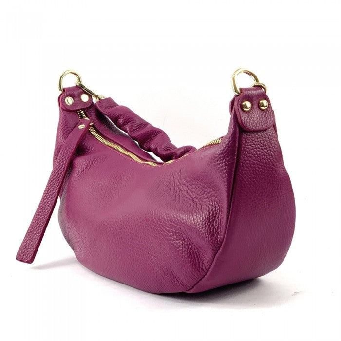 Italian Artisan Vanessa Small Hobo Leather Bag Made In Italy Fuchsia Oasisincentives.us