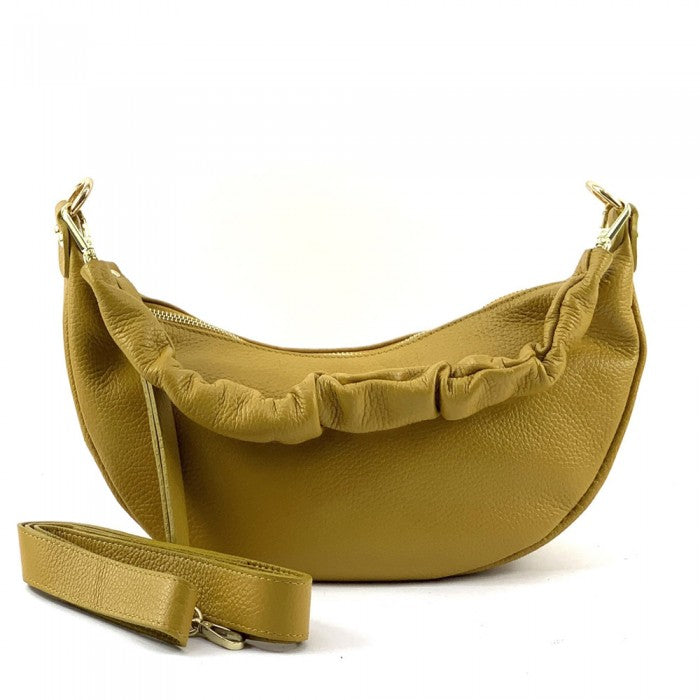 Italian Artisan Vanessa Small Hobo Leather Bag Made In Italy Yellow Oasisincentives.us