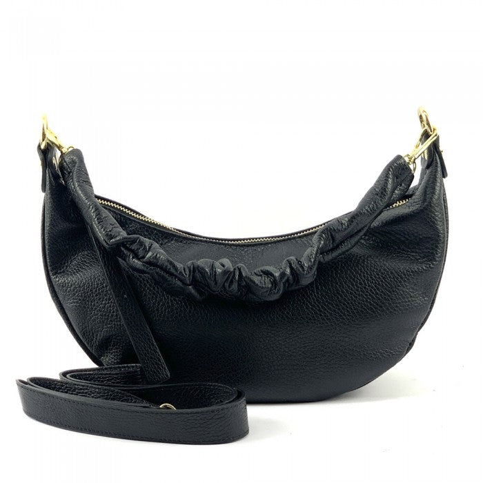Italian Artisan Vanessa Small Hobo Leather Bag Made In Italy Black Oasisincentives.us