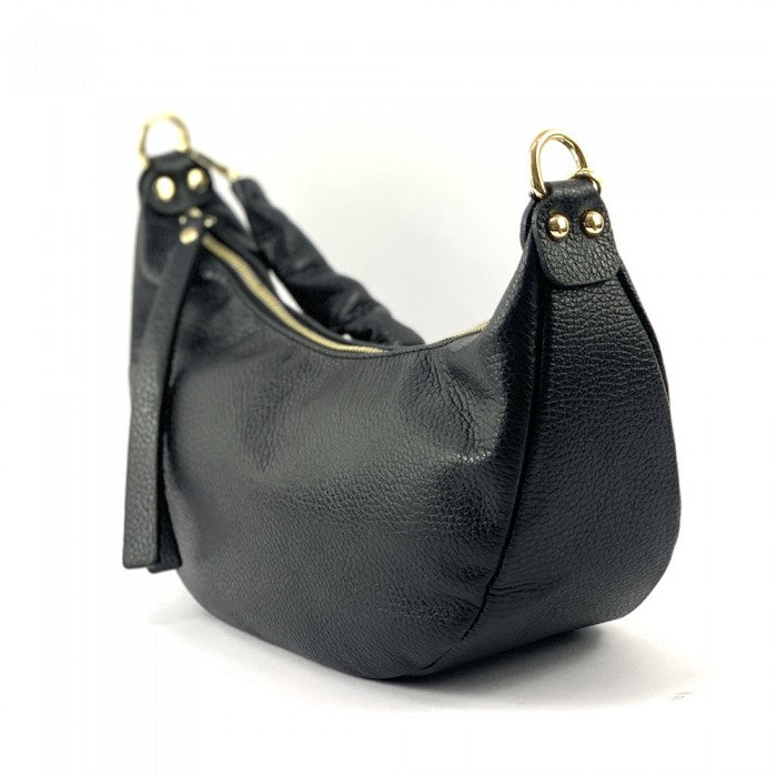 Italian Artisan Vanessa Small Hobo Leather Bag Made In Italy Black Oasisincentives.us