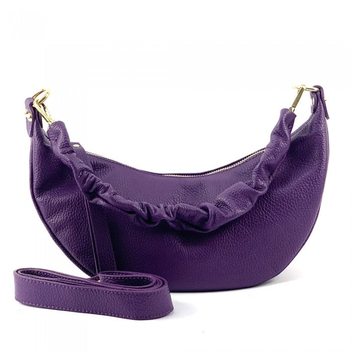 Italian Artisan Vanessa Small Hobo Leather Bag Made In Italy Purple Oasisincentives.us