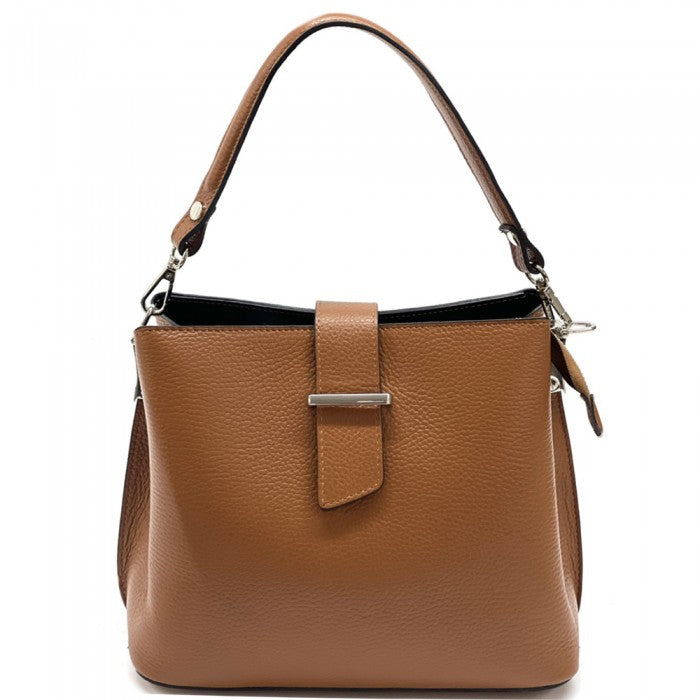 Italian Artisan Francesca Vegetable-Tanned Leather Shoulder Bag Made In Italy