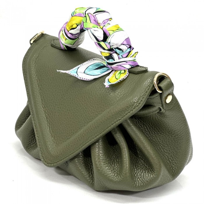 Italian Artisan Nina Shoulder-Crossbody Bag In Genuine Soft Calfskin Leather Made In Italy