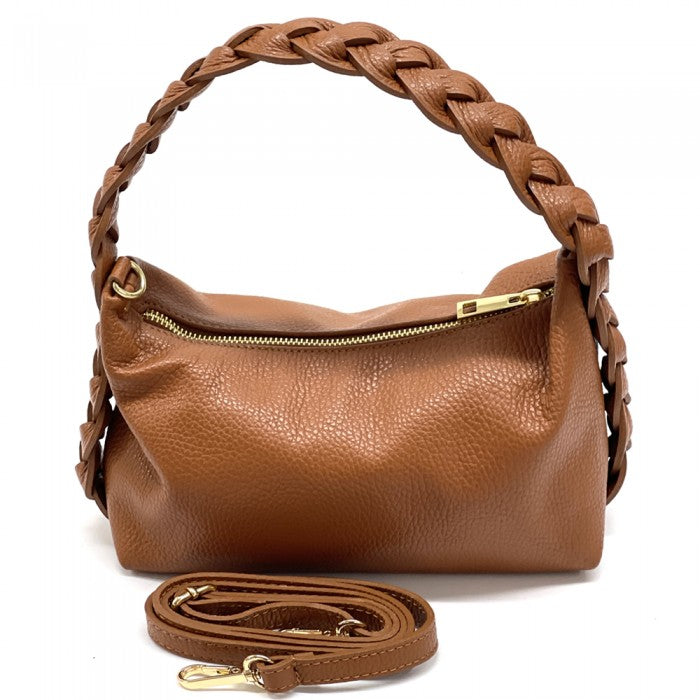 Italian Leather HOBO Shoulder Handbag, Made In Italy