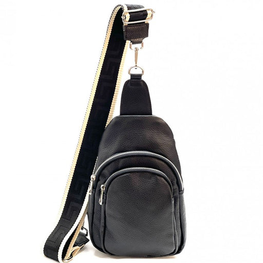 Italian Artisan Nerina Handcrafted Leather Single Shoulder Backpack Made In Italy Black available at-OASISINCENTIVES.US