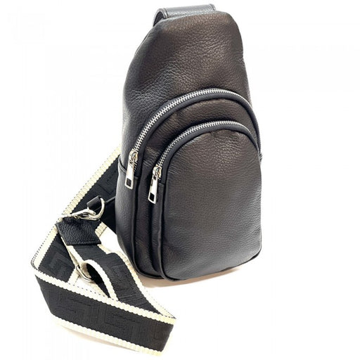 Italian Artisan Nerina Handcrafted Leather Single Shoulder Backpack Made In Italy Black available at-OASISINCENTIVES.US