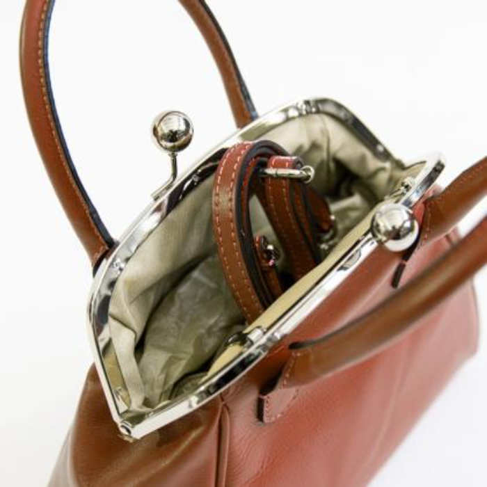 Italian Artisan Handcrafted Nappa Leather Shoulder Bag with Clutch Closure Made In Italy
