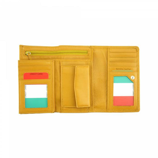 Vibrant Yellow Italian Leather Wallet, expertly designed by Artisan Mirella for maximum card storage, exclusively at OASISINCENTIVES- https://oasisincentives.us