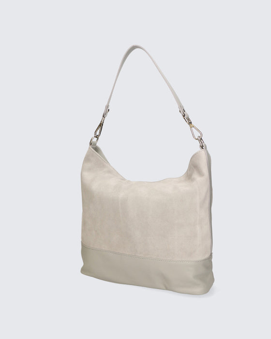Italian Artisan Handcrafted Shoulder Handbag In Genuine Suede and Sauvage Leather Made In Italy