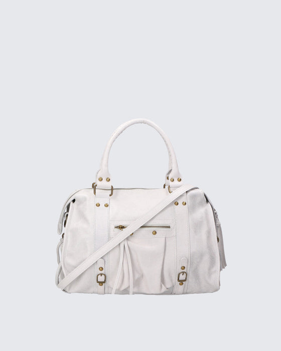 Italian Artisan Handcrafted Suede Calf Leather Shoudler Bag Made In Italy White Oasisincentives.us