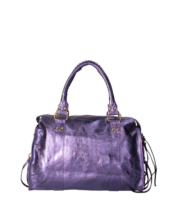 Italian Leather Shoulder Bag for Women: Modern Elegance for Work & Weekend Purple- Oasisincentives