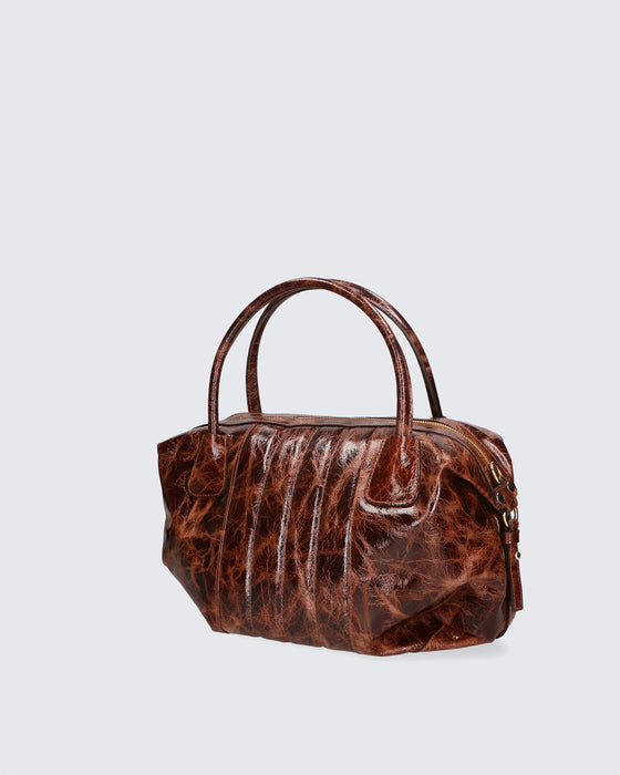 Italian Artisan Women's Handcrafted Handbag In Genuine Patent Leather Made In Italy