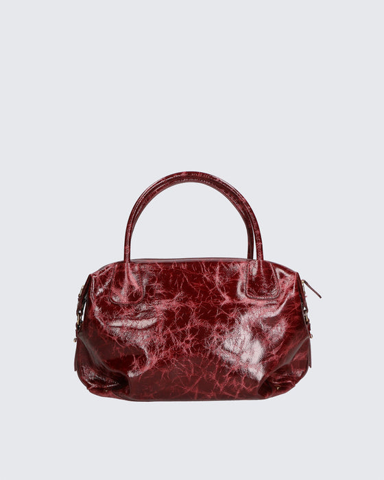 Italian Artisan Women's Handcrafted Handbag In Genuine Patent Leather Made In Italy