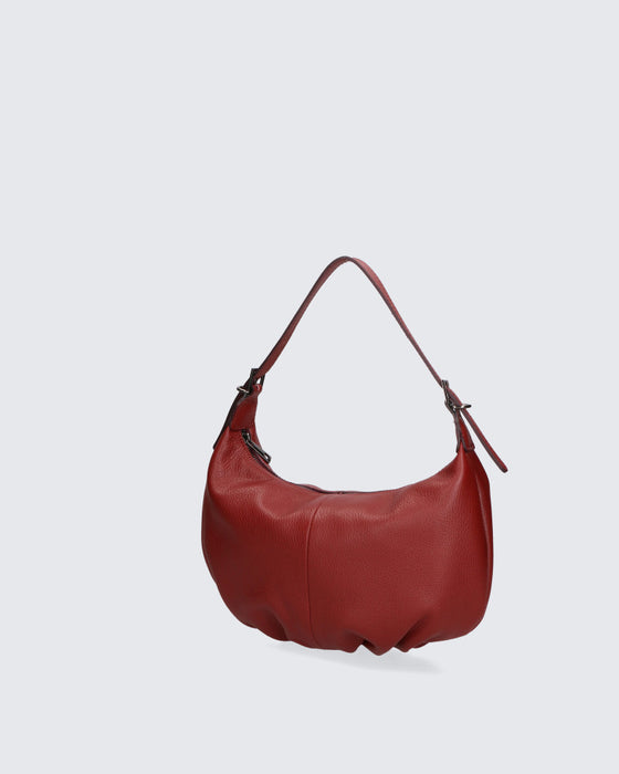 Italian Artisan Womens Handcrafted Hobo Handbag In Genuine Dollaro Leather Made In Italy