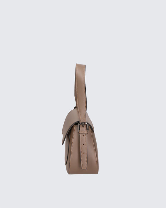 Italian Artisan Handcrafted Shoulder Handbag In Genuine Wrinkled Leather Made In Italy
