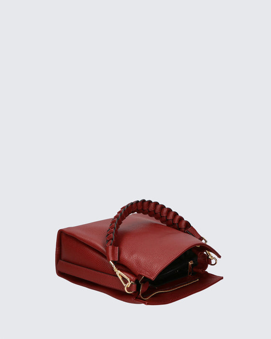 Italian Artisan Handcrafted Shoulder Tote Handbag In Genuine Dollaro Leather Made In Italy