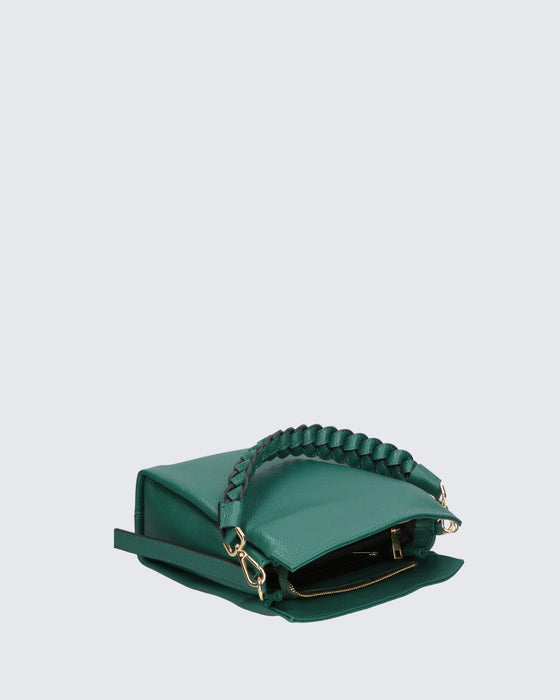 Italian Artisan Handcrafted Shoulder Tote Handbag In Genuine Dollaro Leather Made In Italy