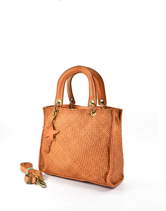 Italian Artisan Womens Handcrafted Vintage Handbags in Genuine Washed Calfskin Leather Made In Italy