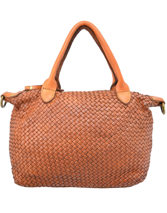 Italian Artisan Womens Handcrafted Vintage Handbags in Genuine  Washed Calfskin Leather Made In Italy- handbag with shoulder strap Cognac-Oasisincentives