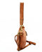Italian Artisan Handcrafted Vintage Washed Calfskin Leather Triple Studded Shoulder Bag Made In Italy-Cognac-Oasisincentives.us