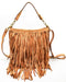 Italian Artisan Womens Handcrafted Vintage Handbags in Genuine  Washed Calfskin Leather Made In Italy- Full fringe bag Cognac-Oasisincentives