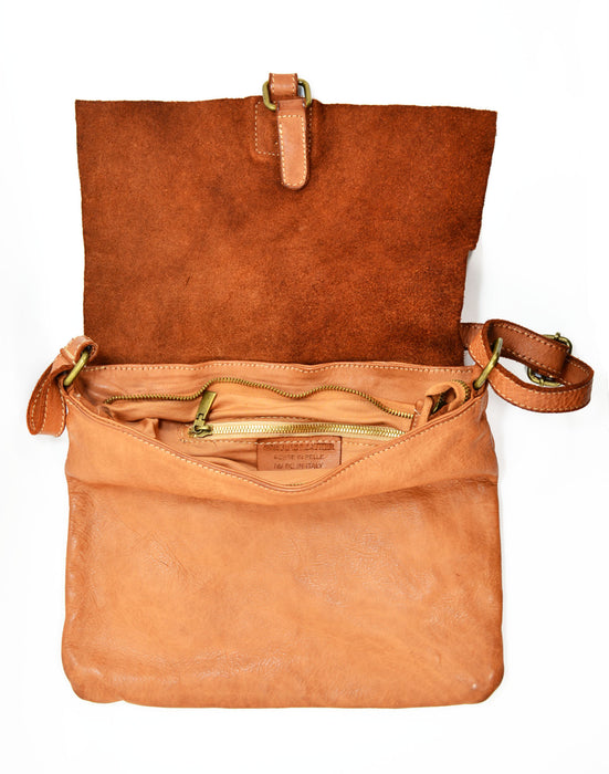 Italian Artisan Handcrafted Vintage Washed Shoulder Bag | Calfskin Leather | Made In Italy