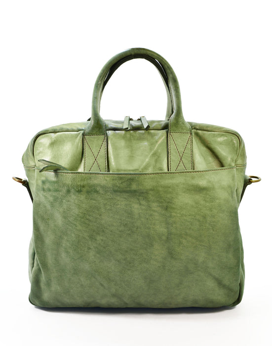 Italian Artisan Handcrafted Vintage Washed Calfskin Leather Travel Briefcase Made In Italy-Mint Green-Oasisincentives.us