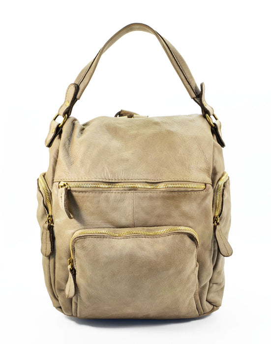 Italian Artisan Handcrafted Vintage Washed Calfskin Leather Backpack | Made In Italy