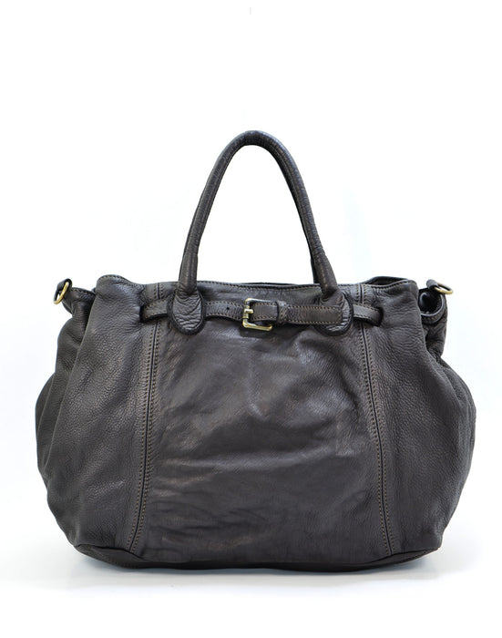 Italian Artisan Womens Handcrafted Vintage Washed Handbag in Genuine Washed Calfskin Leather Made In Italy
