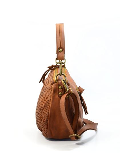 Italian Artisan Womens Handcrafted Vintage Washed Leather Shoulder Handbag Made In Italy