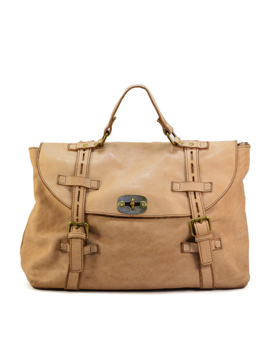 Italian Artisan Handcrafted Unisex Vintage Travel Bag Made In Italy Beige-Oasisincentives.us