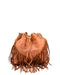 Italian Artisan Womens Handcrafted Vintage Handbags in Genuine  Washed Calfskin Leather Made In Italy- Fringe bucket V. Cognac-Oasisincentives