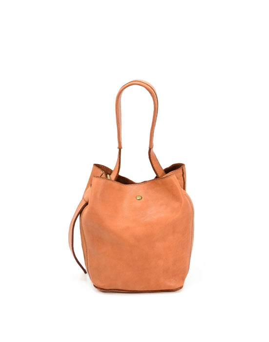 Italian Artisan Womens Handcrafted Vintage Handbags in Genuine  Washed Calfskin Leather Made In Italy- bag with side bow Cognac-Oasisincentives