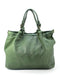 Handcrafted Italian Leather Tote Shopper Handbag - Vintage Washed Calfskin Made In Italy Military Green-Oasisincentives.us