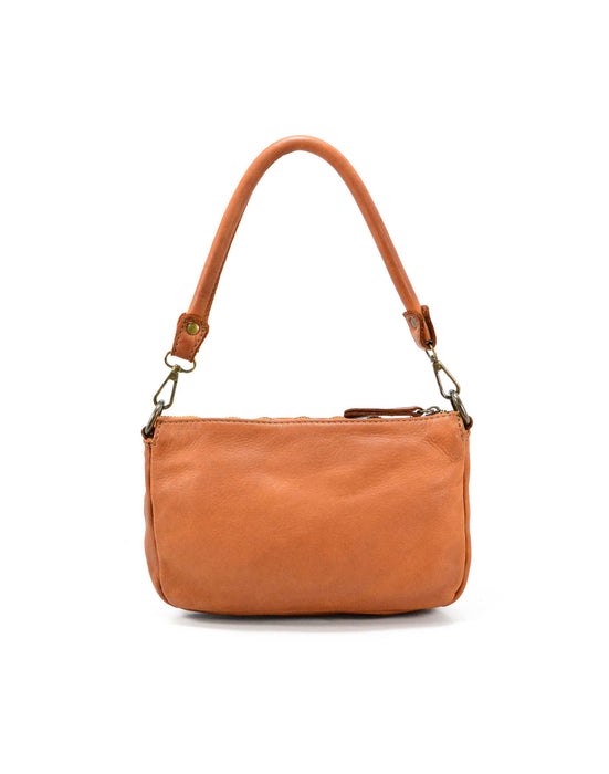 Italian Artisan Womens Handcrafted Vintage Small Handbag in Genuine Washed Calfskin Leather Made In Italy