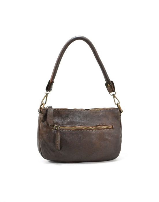 Italian Artisan Womens Handcrafted Vintage Small Handbag in Genuine Washed Calfskin Leather Made In Italy