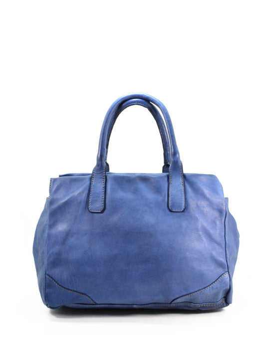 Italian Artisan Womens Handcrafted Vintage Handbags in Genuine  Washed Calfskin Leather Made In Italy- smooth women's bag Denim Blue-Oasisincentives