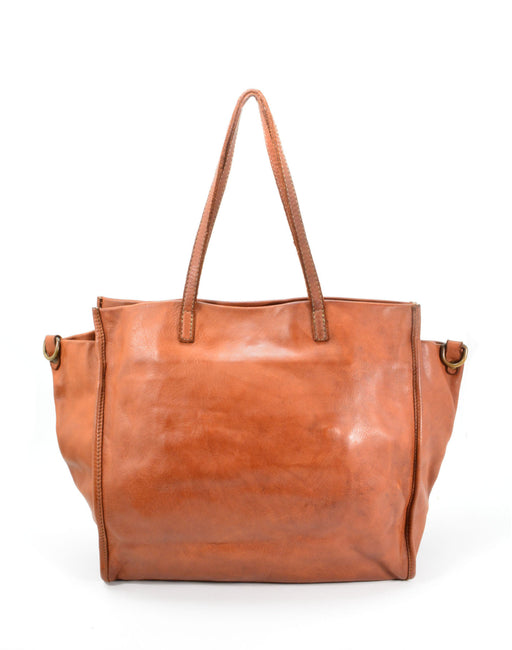 Italian Artisan Handcrafted Vintage Washed Calfskin Leather Shopper Handbag | Made in Italy Cognac Oasisincentives.us
