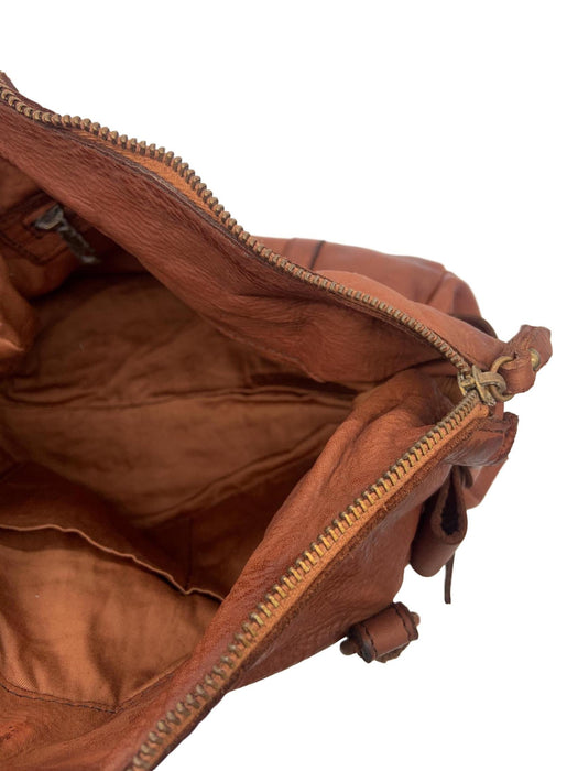 Italian Artisan Mattia Women Luxury Vintage Washed Effect Leather Shoulder Handbag Made In Italy