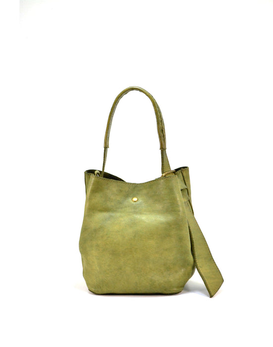 Italian Artisan Womens Handcrafted Vintage Handbags in Genuine  Washed Calfskin Leather Made In Italy- bag with side bow Green-Oasisincentives