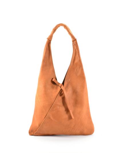 Italian Artisan Handcrafted Vintage Washed Calfskin Leather Shoulder Bag Made In Italy