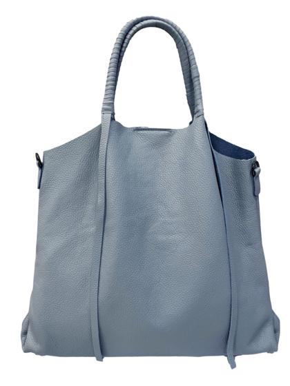 Light Blue Leather Tote- Calf Leather
