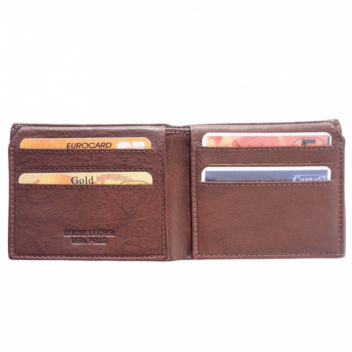 Italian Artisan Arturo Mens Medium Wallet in Calfskin Soft Leather with Double Flap Made In Italy