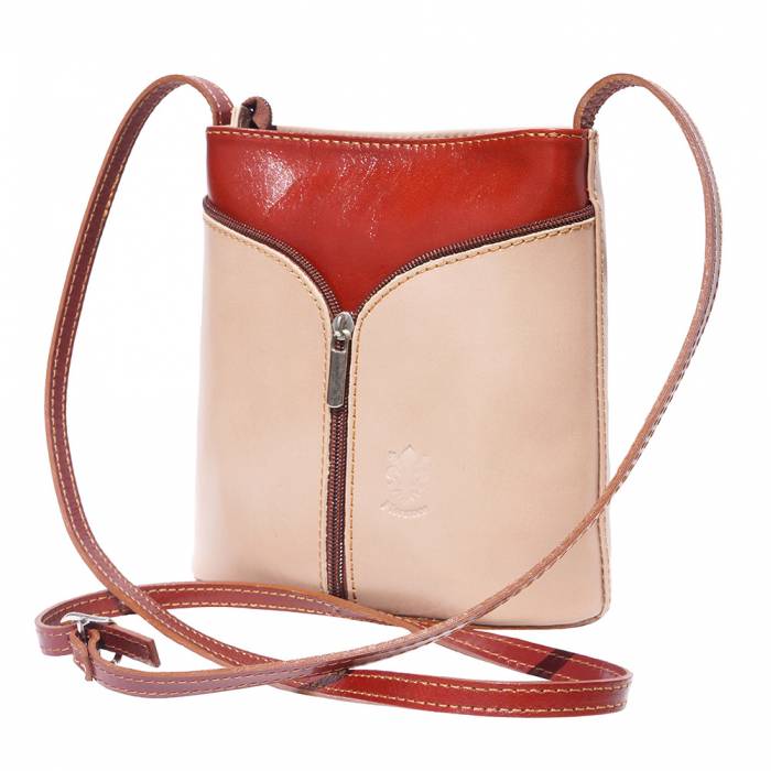 Italian Artisan Florence Womens Luxury Handcrafted Cross-Body Handbag In Genuine Calf Leather Made In Italy