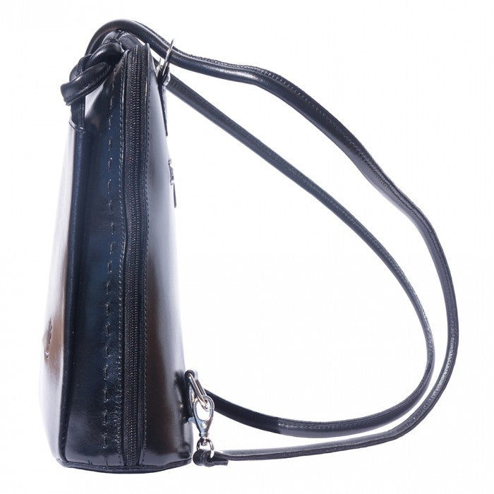 Italian Artisan Daria Womens Leather Backpack-Shoulder Bag In Real Calfskin Leather Made In Italy