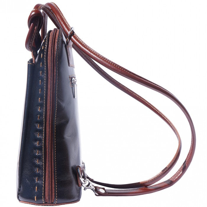 Italian Artisan Daria Womens Leather Backpack-Shoulder Bag In Real Calfskin Leather Made In Italy