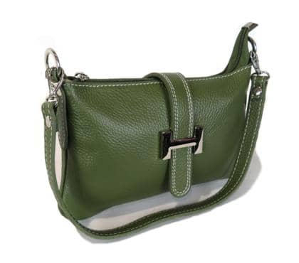 Italian Artisan Womens Handcrafted Shoulder Handbag In Genuine Calf Leather Made In Italy