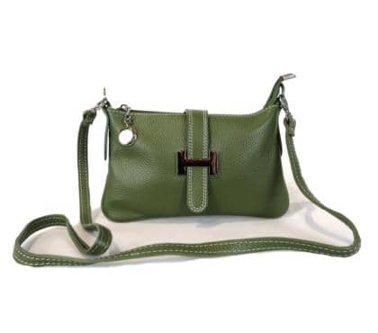 Italian Artisan Womens Handcrafted Shoulder Handbag In Genuine Calf Leather Made In Italy